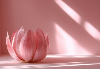 Poster - Textured Pink Flower in Soft Sunlight Minimalist Still Life Photography