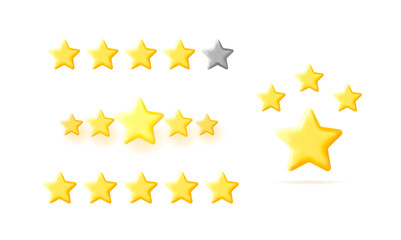 Poster - Golden star symbol of quality and rating. Feedback concept, customer review, product evaluation. 3d vector render object.