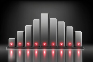 Aufkleber - A declining bar graph on a screen with red indicators showing negative growth