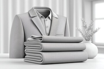 Poster - a minimalist icon of a blazer folded neatly with simple clean lines and soft shadows