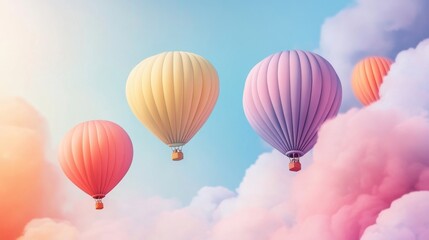  Colorful air balloons floating against a soft light background for birthday celebration decoration and festive party atmosphere

