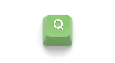 Poster - Green Q Keycap on White Background