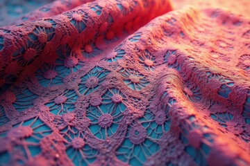 geometric patterned lace fabric, intricate weave, design, stylish