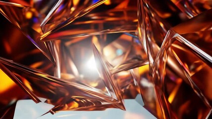 Poster - Vivid crystalline forms interact with light, showcasing captivating reflections and a complex interplay of colors and shapes