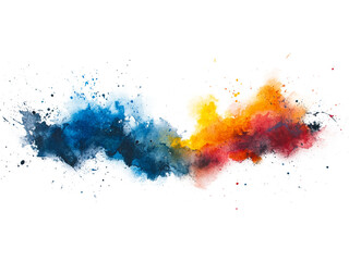 Poster - Abstract watercolor artwork with a striking burst of colors, The composition features a symmetrical explosion of vivid colors, The paint appears to flow and splatter, giving a motion and spontaneity.