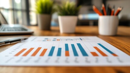 Poster - A close-up of a stock chart with a focus on significant peaks and troughs, with financial data and technical indicators displayed in a clean, modern workspace.