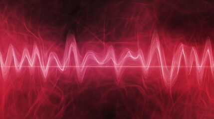 Fototapete - A digitally created visualization of heart waves pulsating in synchronization, with a gradient background transitioning from deep red to soft pink