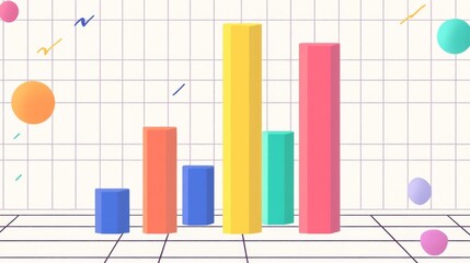 Leinwandbilder - A professional bar chart with bold, colorful bars rising in front of a clean, minimalist grid background, symbolizing financial performance and growth