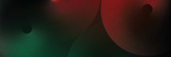 Poster - abstract futuristic technology lines background with red and green light effect. gradient circle lin