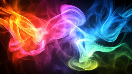 Poster - A vibrant abstract background with swirling neon colors and smooth gradients, creating a dynamic and energetic visual effect for modern design.