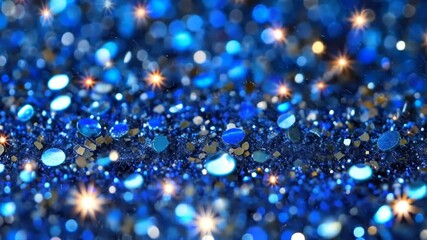 Sparkling blue glitter with bokeh lights, creating a festive backdrop