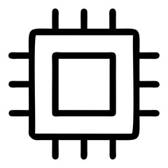 Poster - Illustration of a simple computer chip with a square center and eight pins out on transparent background