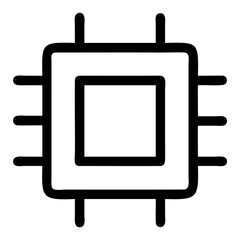Poster - Illustration of a simple computer chip with a square center and eight terminals on transparent background
