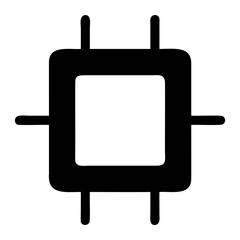 Poster - Illustration of a black computer chip with a square center and four connectors on transparent background
