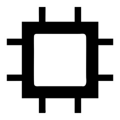Poster - Simple CPU chip icon silhouette vector illustration on transparent background