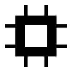 Poster - A black square frame CPU chip icon silhouette vector illustration on transparent background