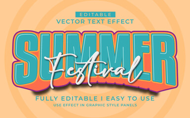 Poster - 3d editable summer festival text effect typography style template