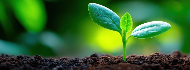Aufkleber - Young Green Sprout Emerging From Soil, Symbolizing Growth, Renewal, and Environmental Sustainability Initiatives : Generative AI