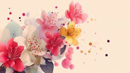 Poster - Watercolor Cherry Blossoms in Full Bloom, Representing Springtime Renewal and Feminine Beauty for Mother's Day Promotion : Generative AI