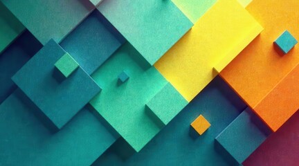 Wall Mural - abstract colorful square pattern design featuring overlapping geometric shapes and textured surfaces