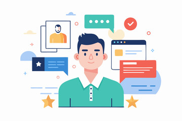 Creative Freelancer Portfolio Website Vector Flat Design with Thumbnails Testimonials and Digital Profile