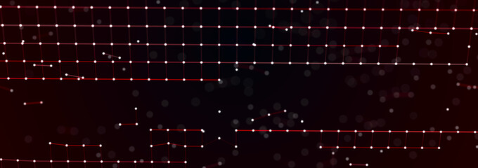 Leinwandbilder - Abstract digital communication points. Technological background. Network connection structure. Color plexus effect. 3D