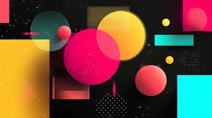 Poster - Colorful geometric shapes in bright tones create a vibrant abstract design for modern art enthusiasts