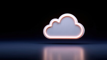 Poster - Modern cloud technology concept with glowing edges represents data center and cloud technologies in futuristic digital concept