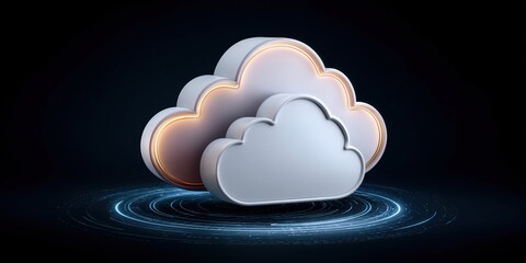Poster - Cloud technology concept with modern cloud technologies and data center concept in futuristic digital environment
