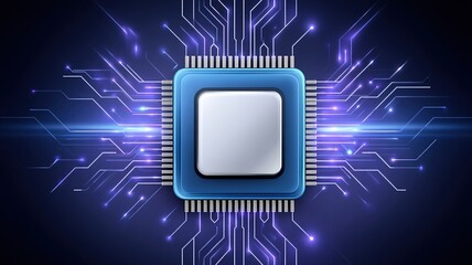 Poster - Modern cloud technology concept with glowing data center chip and circuit board illustrating cloud technologies concept