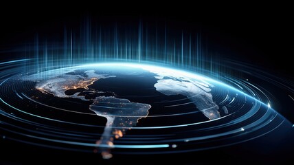 Poster - Digital cloud technology concept with modern data center and technologies showing global network connection and innovation