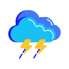 Poster - Thunderstorm symbol, blue and yellow, for weather apps