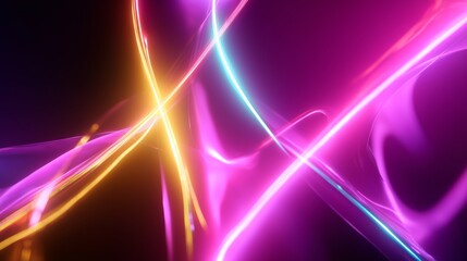 Poster - Vibrant abstract light trails in dynamic colors create an eye-catching visual spectacle at night