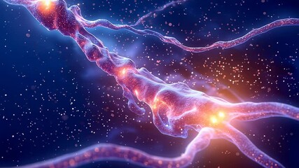 Aufkleber - Microscopic view of neuron signals transmitting