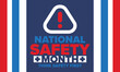 © scoutori - National Safety Month in June. Annual month-long celebrated in United States. Warning of unintentional injuries at work, at home, on the road. Safety concept. Poster, card, banner and background