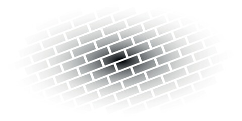 Poster - Halftone effect background consisting of bricks. Brickwork illustration. Black and white brick texture. Brick wall pattern design.