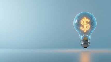 Poster - This futuristic 3D rendered image depicts a glowing lightbulb symbolizing the power of ideas innovation