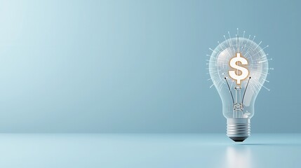 Poster - A visually striking image depicting a futuristic 3D lightbulb design with a radiant dollar sign symbol symbolizing the potential for financial growth innovation and prosperity