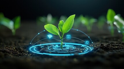 Poster - this futuristic image showcases the of advanced technology and sustainable agriculture highlighting 