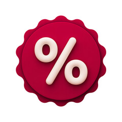 Aufkleber - 3d red percentage sign badge icon isolated on transparent background