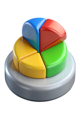 Poster - Glossy pie chart 3d rendering icon on transparent background for data visualization and business analysis presentation