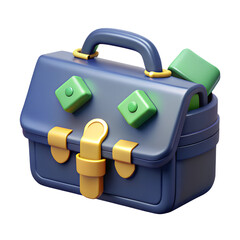 Poster - Stylized lunchbox food container with green cubes 3d rendering icon on transparent background