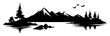 © Camel - mountains and forest by lake silhouette shape clean vector cut-out