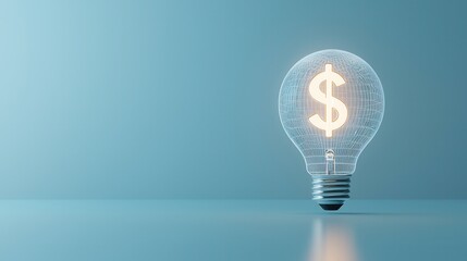 Poster - A glowing dollar sign symbol representing finance and wealth floating within a high tech futuristic looking environment