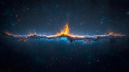 Bright light exploding in the dark universe, creating a blue horizon  HD 8k wallpaper photographic image