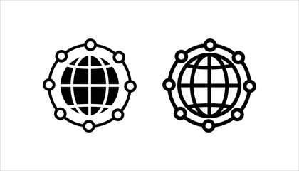 Global Technology Network Vector Icon set on white background. color editable