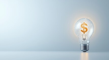 Poster - A visually striking 3D lightbulb concept with a holographic dollar symbol symbolizing the idea of investment financial growth and business opportunities