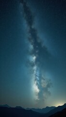 Wall Mural - Breathtaking Milky Way Galaxy Illuminating a Serene Mountain Landscape