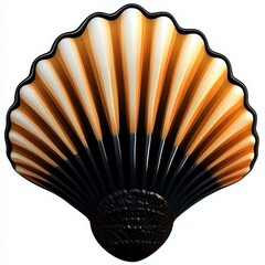 Fototapete - Elegant scallop shell design with a striking color contrast of white, orange, and black for decorative elements.