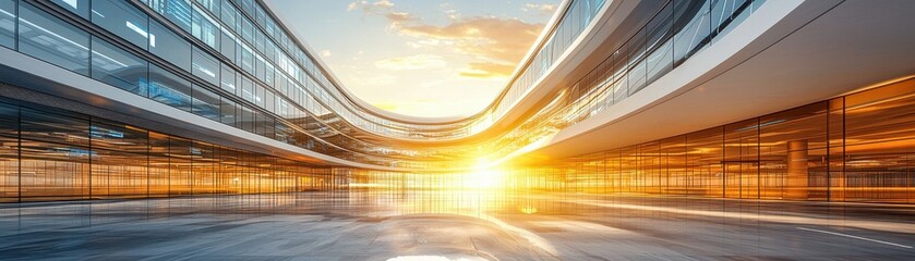 Poster - Modern Architecture with Sunset Glow in Urban Environment